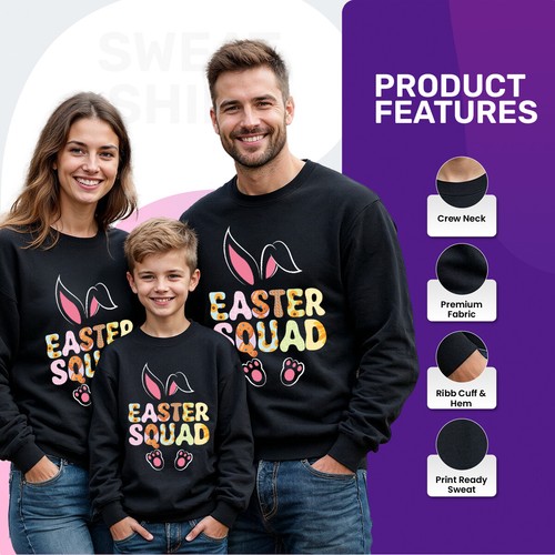 Family Easter Squad Happy Easter Sweatshirt Jumper Holiday Party Matching #ED - Picture 6 of 27