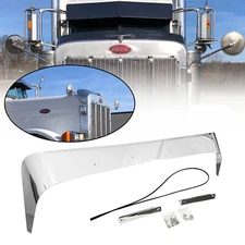 Stainless Steel Aero Style Bug Shield For 1987-2007 Peterbilt 379 Extended Hood