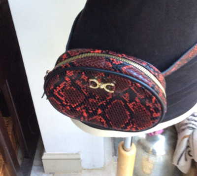 Women’s Topshop Red Black snakeskin pattern Bum Bag Fanny Pack Adjustable  Size