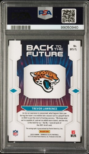 Trevor Lawrence PSA 9 Auto 2023 Donruss Elite Back To The Future Jaguars #d /49 - Picture 2 of 2