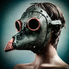 Plague Doctor Mask Halloween Bird Beak Raven Crow SteamPunk Mask Grey Copper