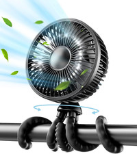 Gaiatop Baby Stroller Fan, 4000Mah Oscillating Mini Portable Fan with Light, 4 S