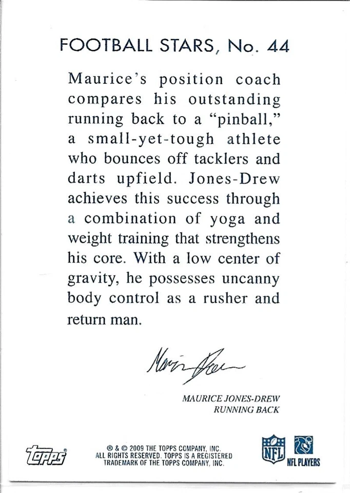 2009 Topps Chicle Football Stars Maurice Jones-Drew #44 - Image 2 of 2