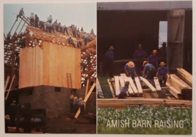 The Amish Country Postkarte - AMISH COUNTRY SCHEUNENAUFZUCHT
