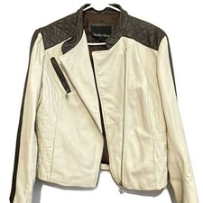 Charles Klein Black Leather Jacket Women Size L