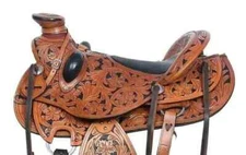 Best Leather Wade Tree Western Hand Carve Roper Ranch Tack Saddle For Horse 15".