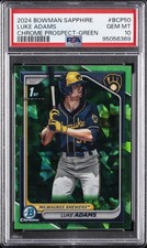 2024 BOWMAN SAPPHIRE ED CHROME PROSPECTS GREEN #BCP50 LUKE ADAMS 92/99 PSA 10