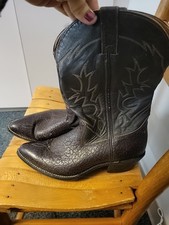 Double H Brown Leather Western Cowboy Boots USA Made Men's 10 1/2 D 1984 Bullhid