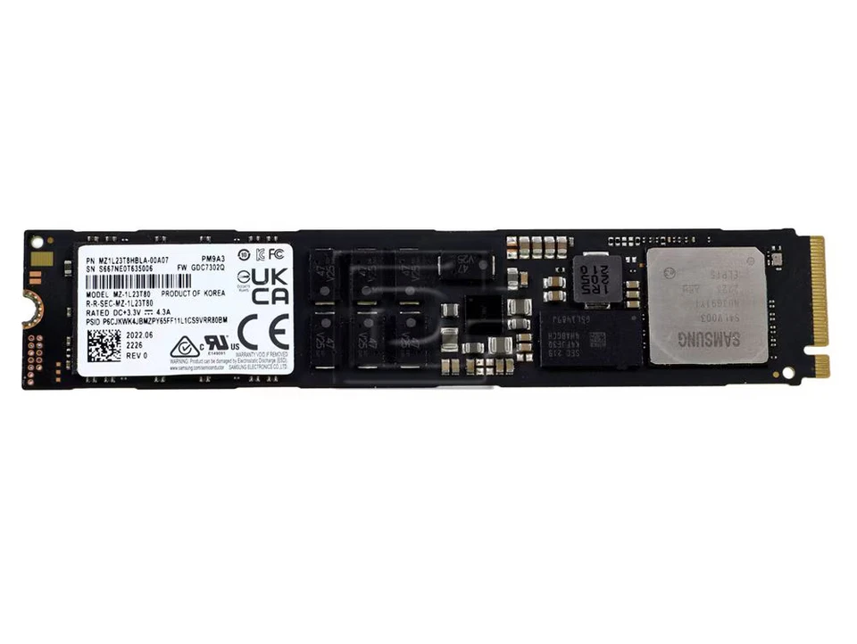 Samsung 3.84TB M.2 NVMe 22110 Gen4 PCIe RI SSD PM9A3 MZ1L23T8HBLA MZ-1L23T80 4TB - Image 2 of 3
