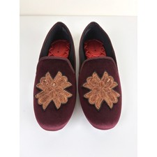 Birdies The Starling Bordeaux Velvet Embroidered Sequin Loafers Size 7