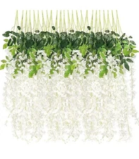 EZFLOWERY 24 Pack 3.6 Feet Artificial Wisteria Vine Hanging Flowers Garland Silk