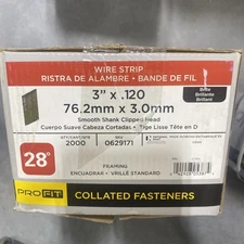 Pro Fit Paper Collated Framing Nails 3 Inch By 0.120 Bright 28 degrees 2000 ct