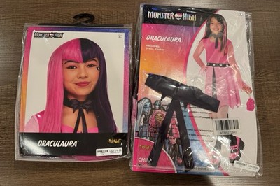 Spirit Halloween Monster High DRACULAURA Costume Dress Child Small 4-6 + Wig