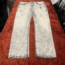 True Religion Jeans Mens 38 Acid Gray Geno Acid Wash Distressed Y2K VTG USA Made