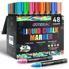 GOTIDEAL Liquid Chalk Markers Erasable,Window 1 Count Pack of 48 , 30 Colors