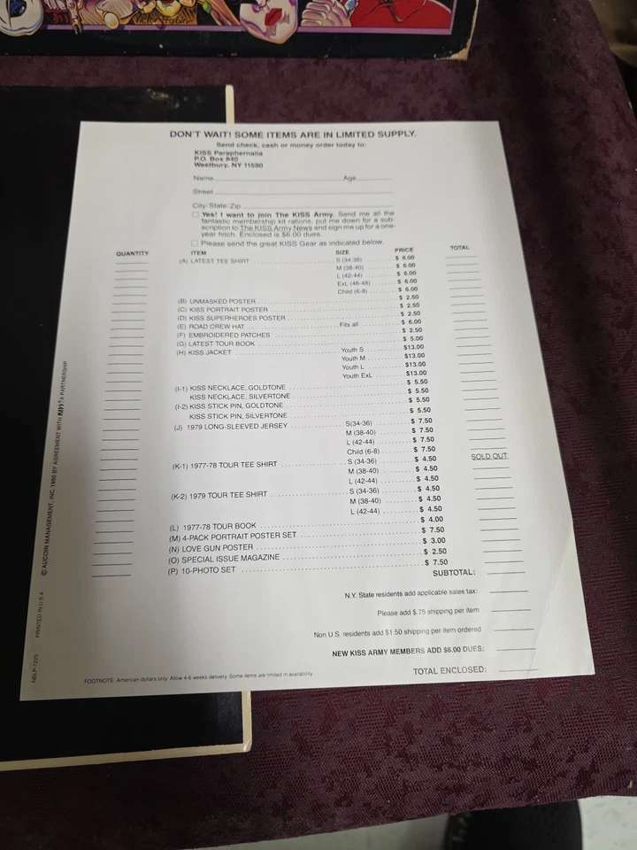 Kiss - KISS UNMASKED Casa Blanca Records (NBLP-7225) LP 33 W/Merch Order Form - Image 3 of 4