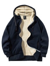 Men's Winter Sherpa Lined Hoodie Zip Up Sweatshirt Heavyweight Warm Fleece Ja...