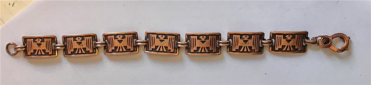 Vintage Mid Century Solid Copper Thunderbird Link… - image 1