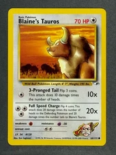 Blaine's Tauros 64/132 Gym Heroes Series Common Basic Pokemon Card WOTC 2000 NM