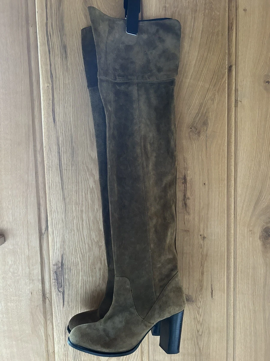 Olive green knee boots cheap