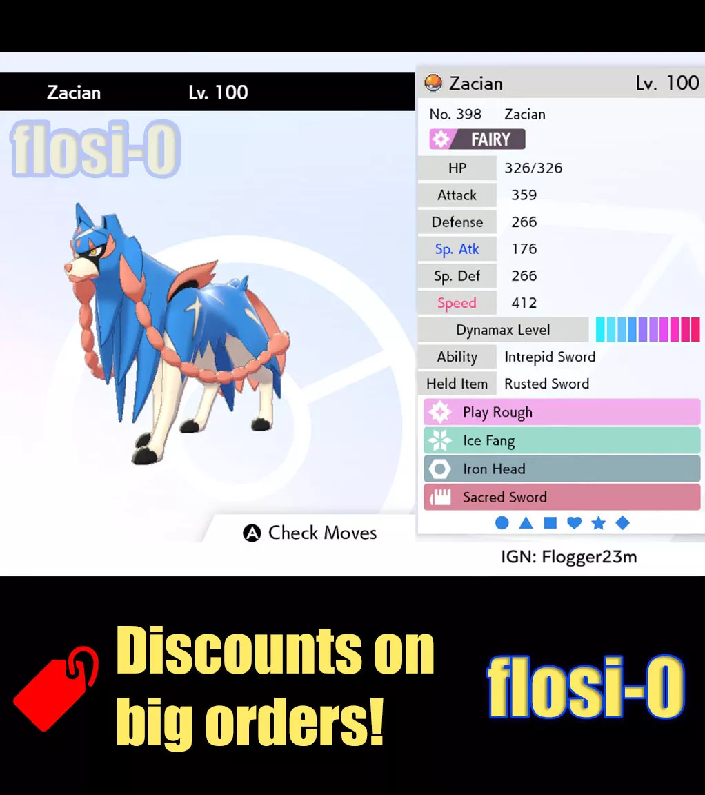 6IV Ultra Shiny Zacian Crowned Sword Form Pokemon Sword and Shield