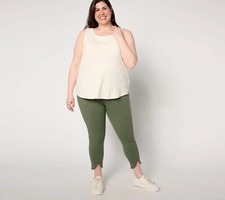 Denim  Co Active Regular Duo Stretch Slim Leg Crop Pants Size S Dark Olive NEW