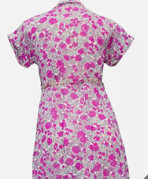 Vintage 1940s Pink Flower Print Dress L/XL - image 2