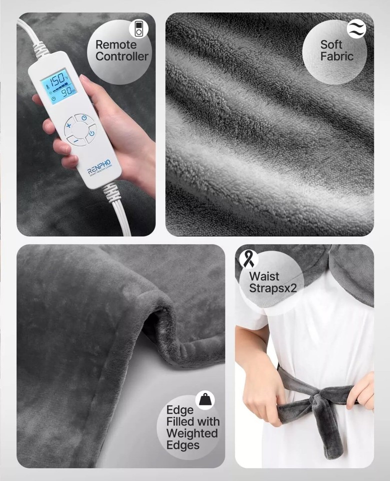 RENPHO Weighted Electric Heating Pad Model NAH1222D New eBay