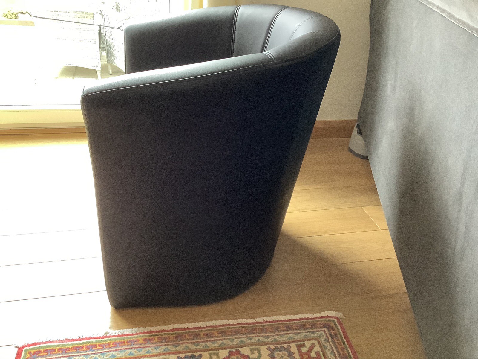 Black Faux Leather Tub Chair eBay