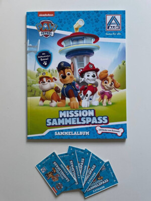 PAW PATROL Mission Sammelspaß ALDI Sammelalbum + 5 Stickertüten NEU