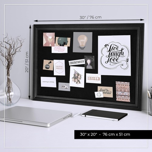Elegant Framed 30" x 20" Black Cork Board - Perfect for Creative Home Offices - Picture 6 of 11