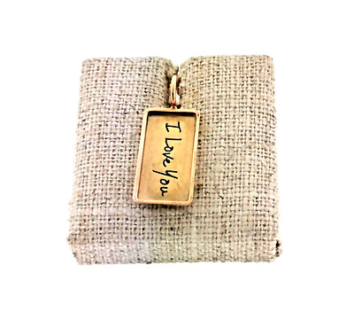 Heather B. Moore ID Tag Charm 14KY + Rose  Gold Hand-stamped I Love You
