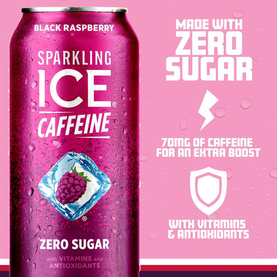 Caffeine Black Raspberry Sparkling Water with Caffeine, Zero Sugar, with Anti...