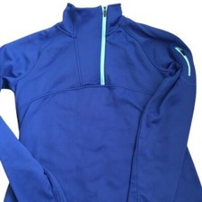 Title Nine Womens Activewear Top Fleece Lined Pullover 1/4 Zip Size L Royal Blue