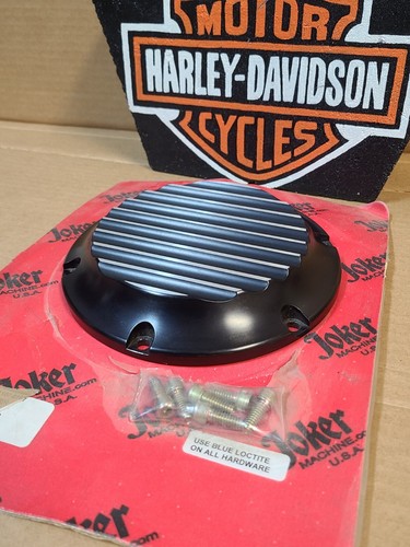 Joker Machine Harley Sportster Chrome Billet Derby Cover Finned Black 10-690B - Picture 3 of 7