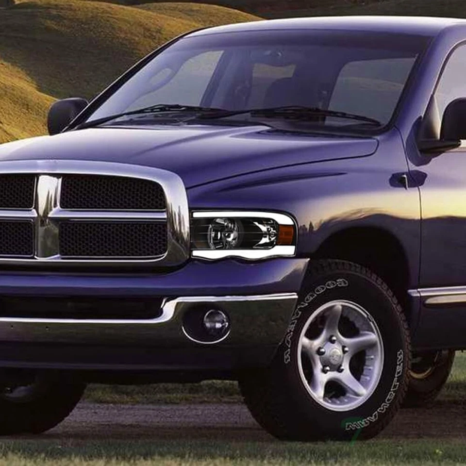 For 2002-2005 Dodge Ram 1500 2500 3500 LED DRL Headlights Black Housing Pair L+R - Image 2 of 4