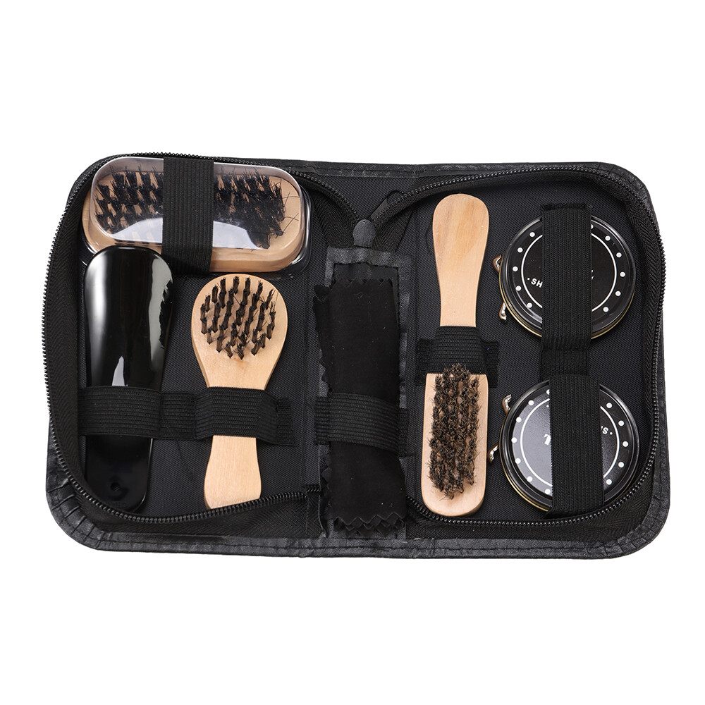 8-Piece Shoe Brush Shine Kit, Shoe Polish Kit, Leather Shoes Boot Cleaning
