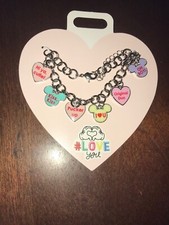 Disney Parks Mickey  Minnie Valentine Heart Charms Bracelet New