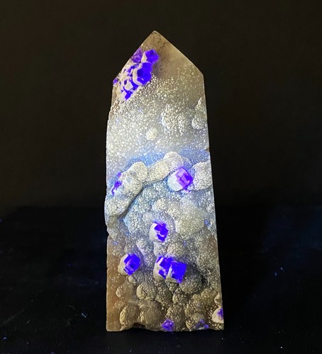Natural Purple Fluorite Agate Crystal Point Healing Glow Under UV Light C639 - 第 1/9 張圖片
