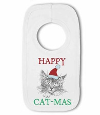 Happy Cat-Mas ...funny christmas - Baby Pullover Bib by BWW Print Ltd