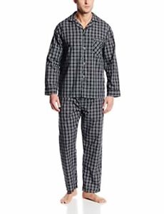 Hanes Mens Broadcloth Long Sleeve Pajama Set 