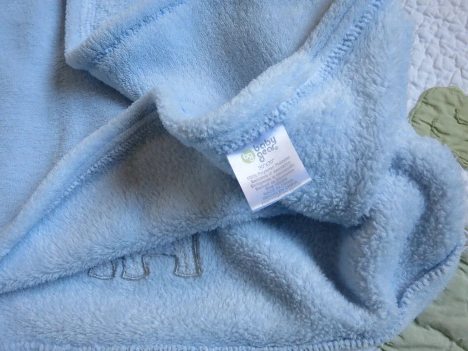 Baby Gear Plush Fleece Blue w Appliqued Gray Lion & Stars Baby Boy Blanket EUC - Image 2 of 2