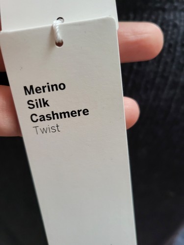 NWT Eileen Fisher Merino Silk Cashmere Twist Crew Neck box top, sz L in black - Picture 4 of 6