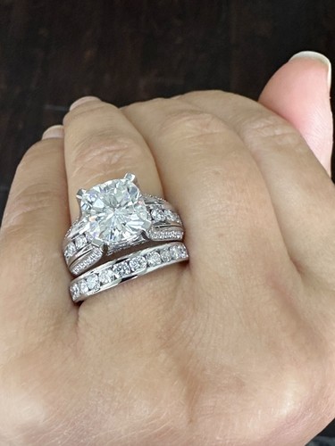 IGI CERTIFIED 14K SOLID WHITE GOLD CUSHION DIAMOND ENGAGEMENT RING 7.50CTW F VS2 - Picture 10 of 14