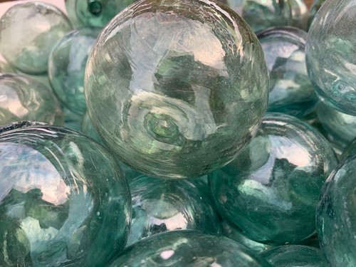 Antique Japanese Glass Fishing FLOATS 3-3.8" LOT of 6 Buoy Decor Display VTG - Picture 4 of 7