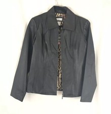 George Women Ladies Black Leather Coat Short Zip Jacket S M New W Tags