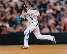 ERIC YOUNG JR   COLORADO ROCKIES   ACTION SIGNED 8x10