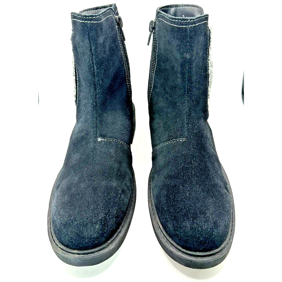 Botas de tornozelo femininas CLARKS 9 botas de couro camurça preta boho hippie inverno - Imagem 3 de 4