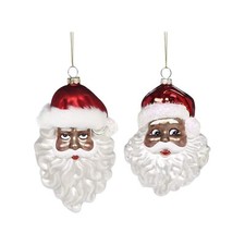 Mark Roberts 5" Black African-American Santa Head Ornaments - Set of 2