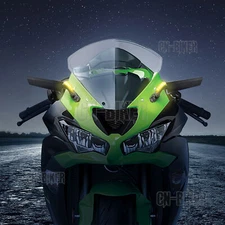Rear View Mirrors w/LED Turn Signal Lights For Kawasaki Ninja 400 650 ZX6R ZX10R